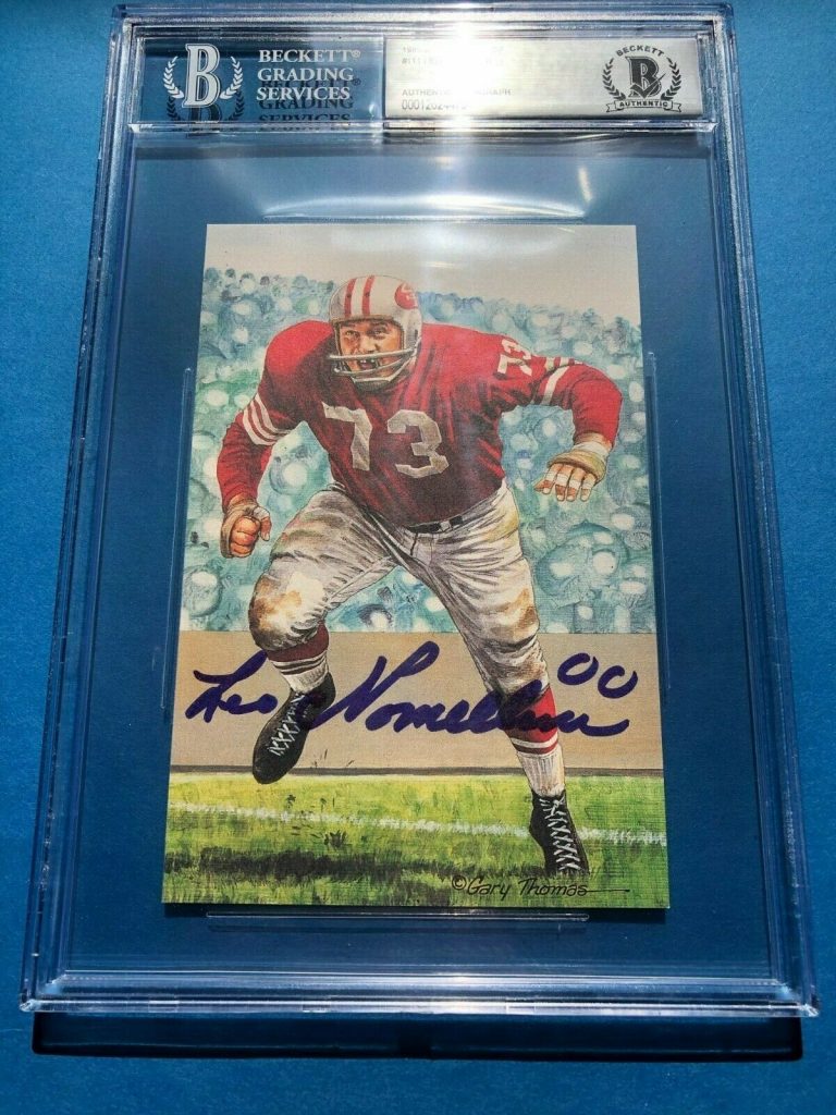LEO NOMELLINI SIGNED GOAL LINE ART CARD #111 BECKETT BAS COLLECTIBLE MEMORABILIA