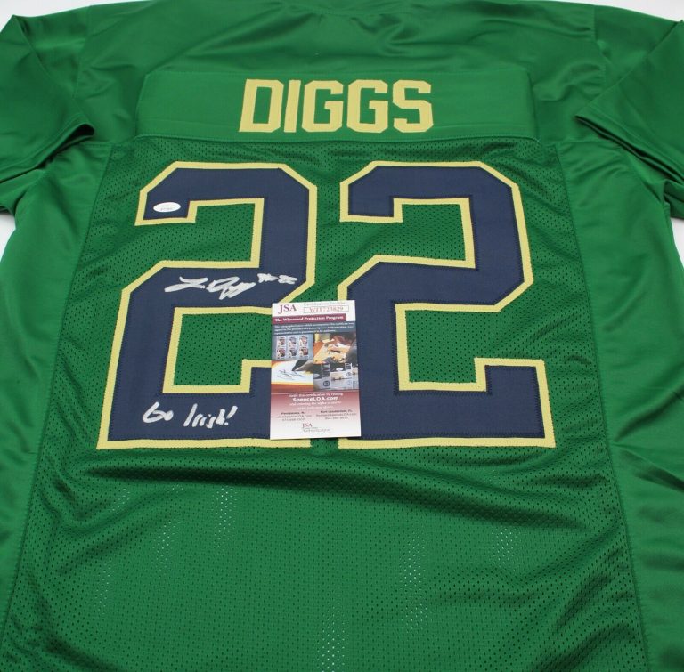 LOGAN DIGGS SIGNED CUSTOM GREEN NOTRE DAME JERSEY W/JSA COA WITNESS GO IRISH COLLECTIBLE MEMORABILIA