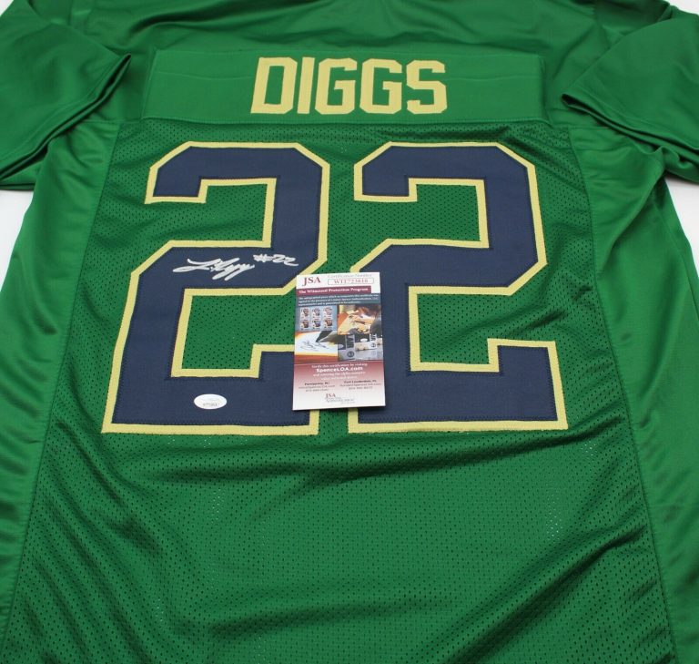 LOGAN DIGGS SIGNED CUSTOM GREEN NOTRE DAME JERSEY W/JSA COA WITNESS PROOF COLLECTIBLE MEMORABILIA