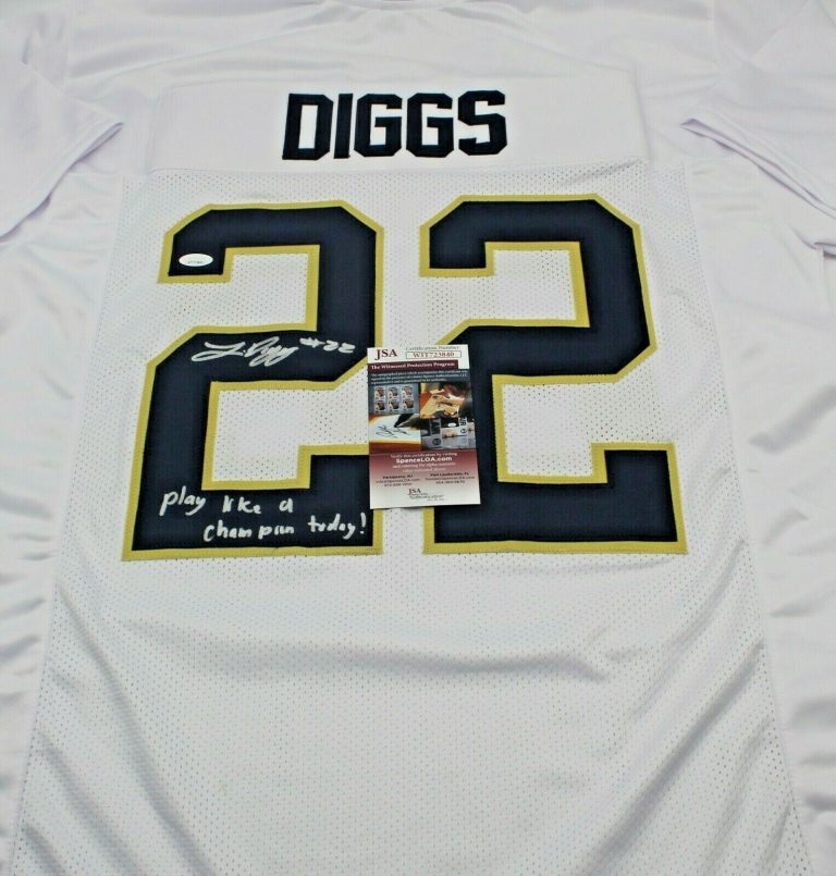 LOGAN DIGGS SIGNED CUSTOM WHITE NOTRE DAME FOOTBALL JERSEY W/JSA COA PLACT COLLECTIBLE MEMORABILIA