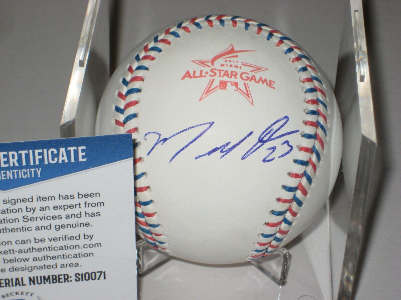 MARCELL OZUNA (Braves) Signed Official 2017 ALL-STAR Baseball w ...