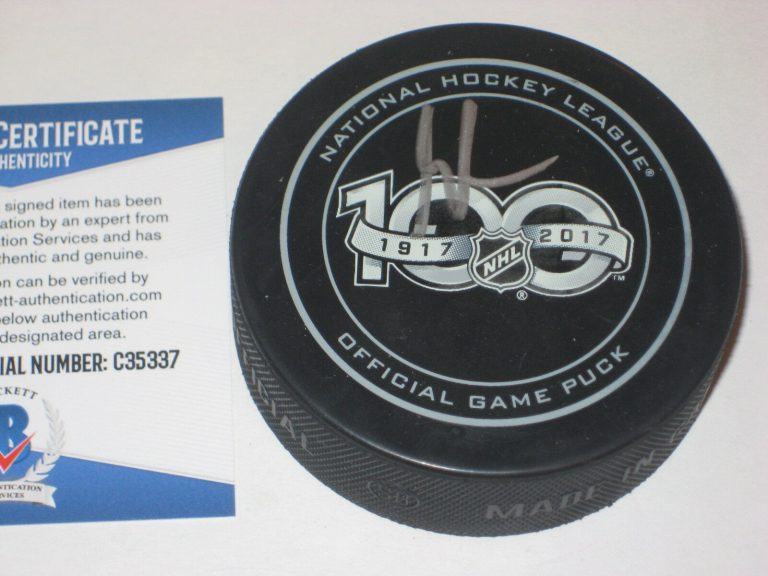 MARTIN BRODEUR SIGNED NHL 100TH ANNIVERSARY OFFICIAL GAME PUCK W/ BECKETT COA COLLECTIBLE MEMORABILIA