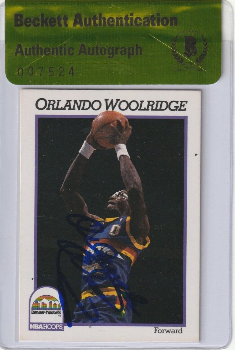 ORLANDO WOOLRIDGE SIGNED 1991-92 HOOPS CARD #58 W/ BECKETT AUTHENTICITY SEAL COLLECTIBLE MEMORABILIA
