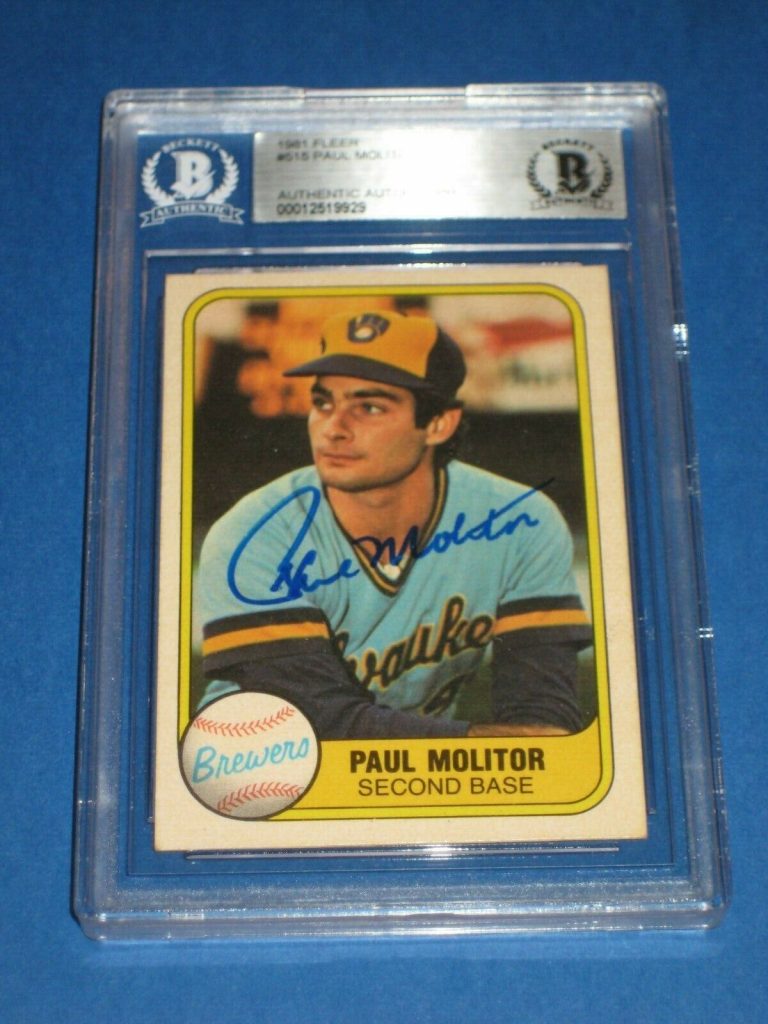 PAUL MOLITOR (BREWERS) SIGNED 1981 FLEER CARD #515 BECKETT AUTHENTICATED COLLECTIBLE MEMORABILIA