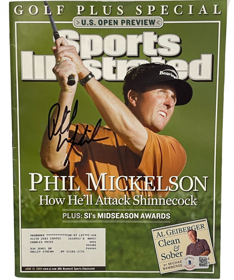 PHIL MICKELSON SIGNED SPORTS ILLUSTRATED MAGAZINE 6/15/04 AUTOGRAPH BECKETT COLLECTIBLE MEMORABILIA