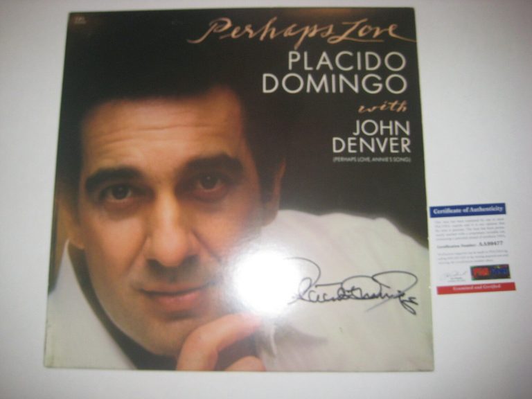 PLACIDO DOMINGO SIGNED PERHAPS LOVE ALBUM W/ PSA COA COLLECTIBLE MEMORABILIA