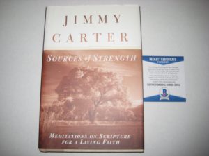 PRESIDENT JIMMY CARTER SIGNED SOURCES OF STRENGTH BOOK W/ BECKETT COA COLLECTIBLE MEMORABILIA