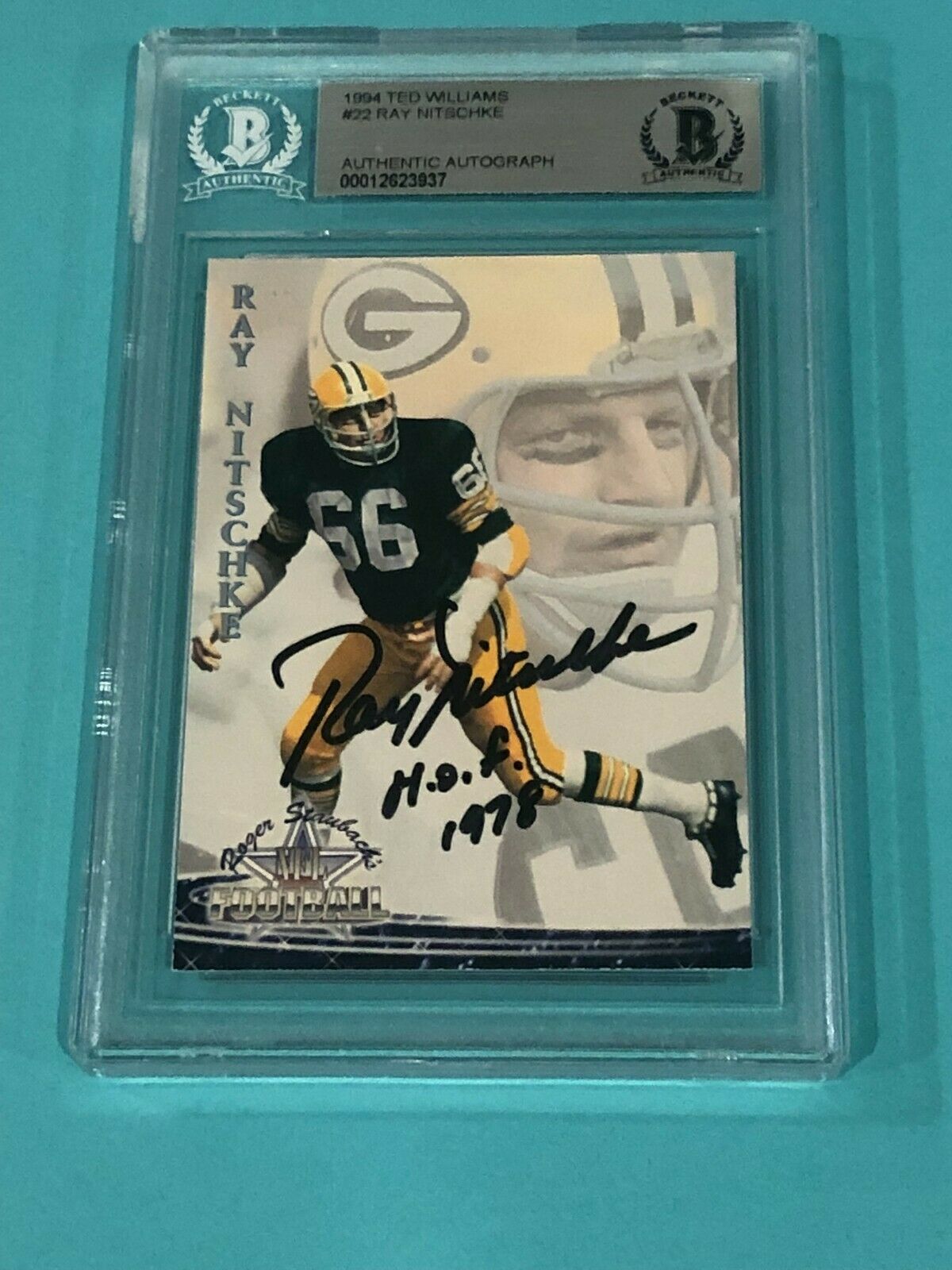 RAY NITSCHKE Signed 1994 TED WILLIAMS Card #22 Beckett (BAS) & HOF ...