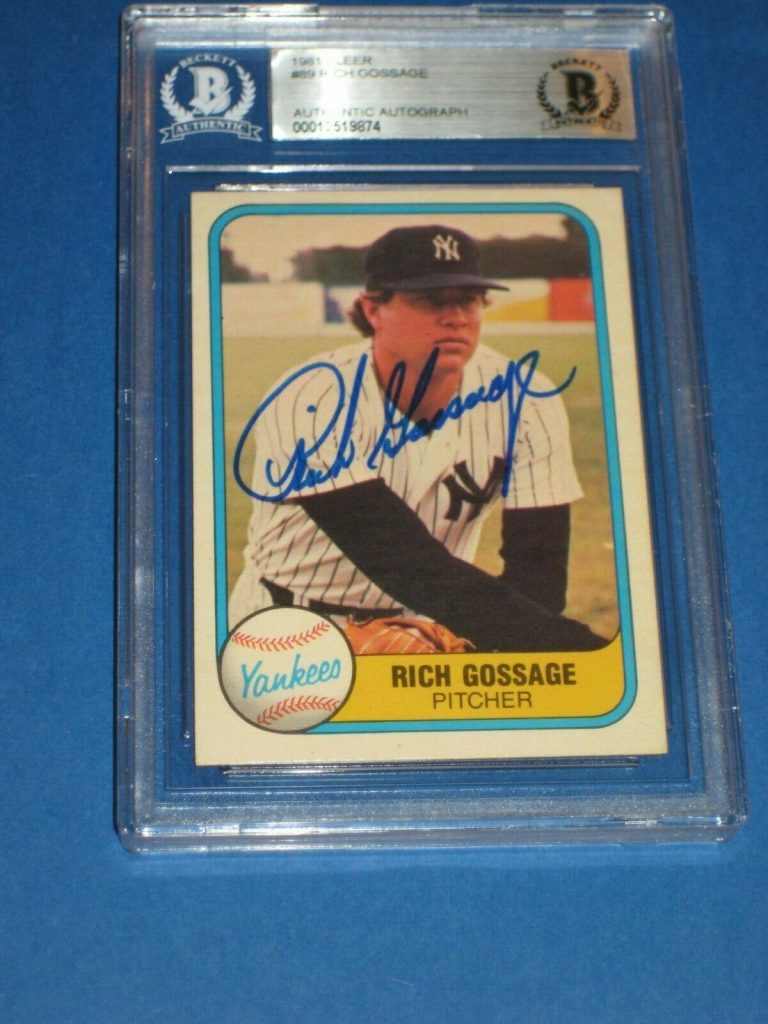 RICH GOSSAGE (YANKEES) SIGNED 1981 FLEER CARD #89 BECKETT AUTHENTICATED COLLECTIBLE MEMORABILIA