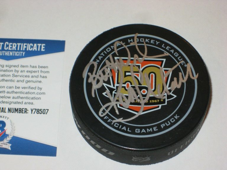 RON HEXTALL SIGNED FLYERS 50TH ANNIVERSARY OFFICIAL GAME PUCK W/ BECKETT COA COLLECTIBLE MEMORABILIA