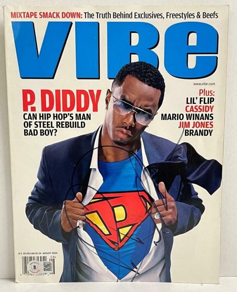 SEAN COMBS P DIDDY PUFF DADDY SIGNED VIBE MAGAZINE AUTHENTIC AUTOGRAPH BECKETT COLLECTIBLE MEMORABILIA