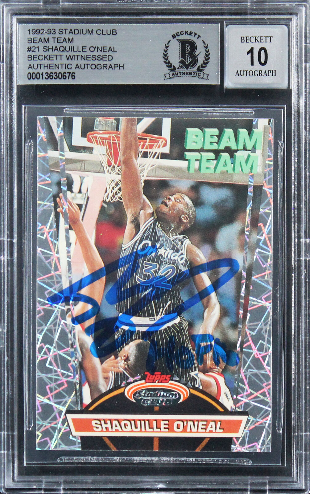 Shaquille O'Neal Signed 1992 Stadium Club Beam Team RC Auto Grade 10 ...