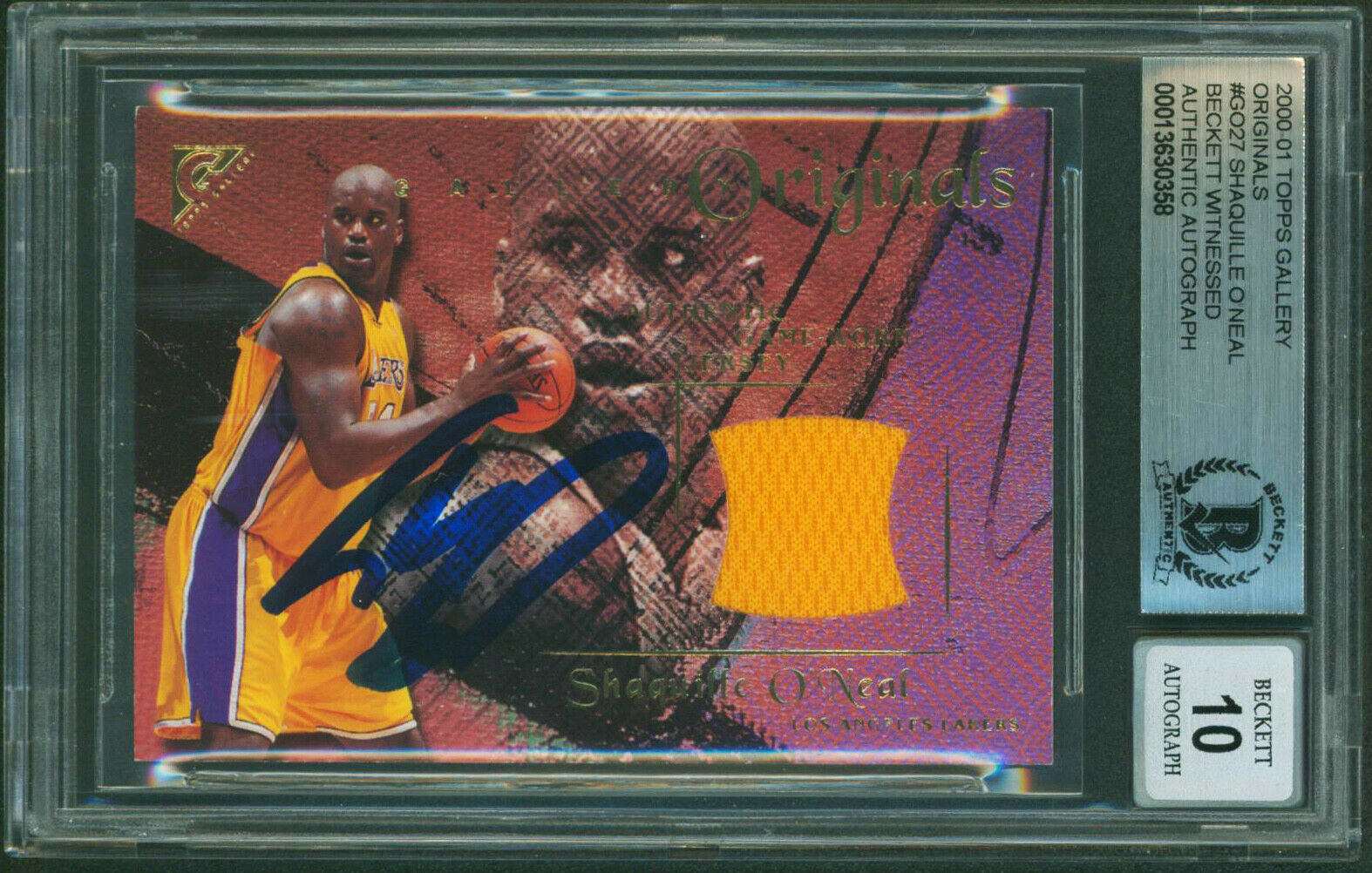 Shaquille O'neal Signed 2000 Topps Gallery Originals #go27 Card Auto 10 