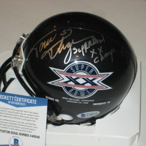 TOM THAYER (Bears) Signed SUPER BOWL XX Mini-helmet w/ Beckett COA & Inscription