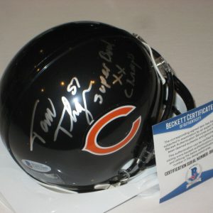 TOM THAYER Signed Chicago BEARS Mini-helmet w/ Beckett COA & Inscription