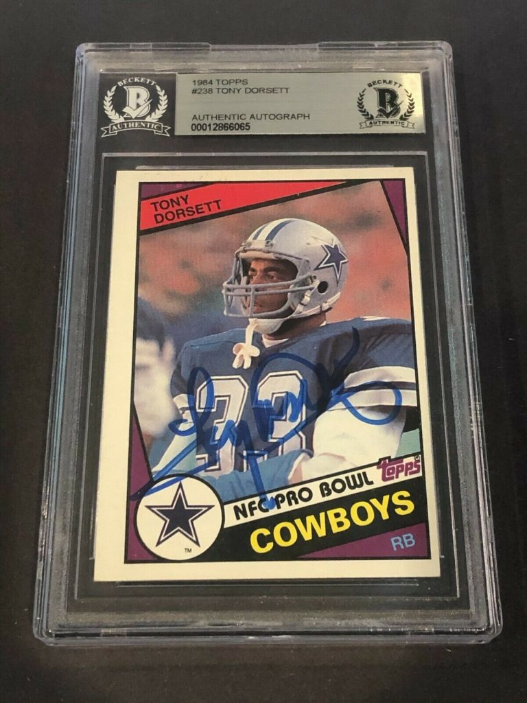 TONY DORSETT SIGNED 1984 TOPPS CARD #238 BECKETT AUTHENTICATED (BAS) COLLECTIBLE MEMORABILIA
