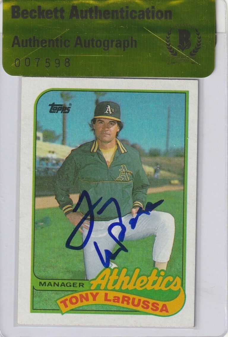 TONY LARUSSA SIGNED 1989 TOPPS CARD #224 W/ BECKETT AUTHENTICITY SEAL COLLECTIBLE MEMORABILIA