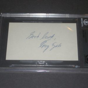 TONY ZALE Signed Index Card - Beckett Authenticated w/ Inscription