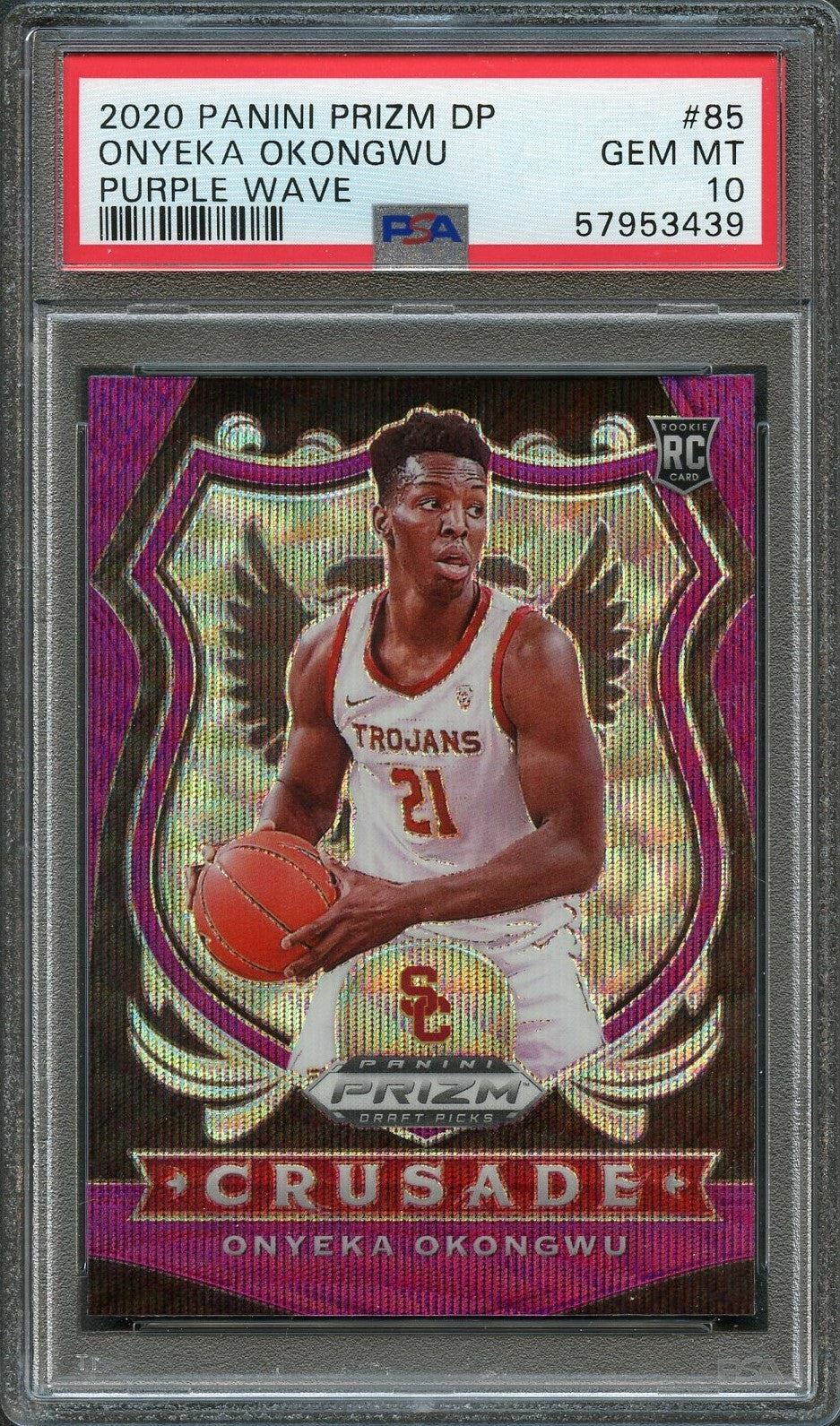 2020 Prizm Draft Picks Pink Wave #85 Onyeka Okongwu PSA 10 RC Hawks