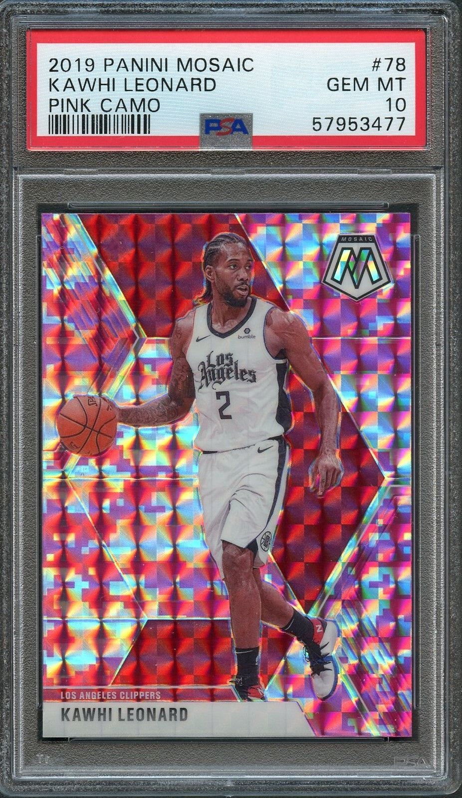 2019-20 Mosaic Pink Camo #78 Kawhi Leonard PSA 10 Clippers