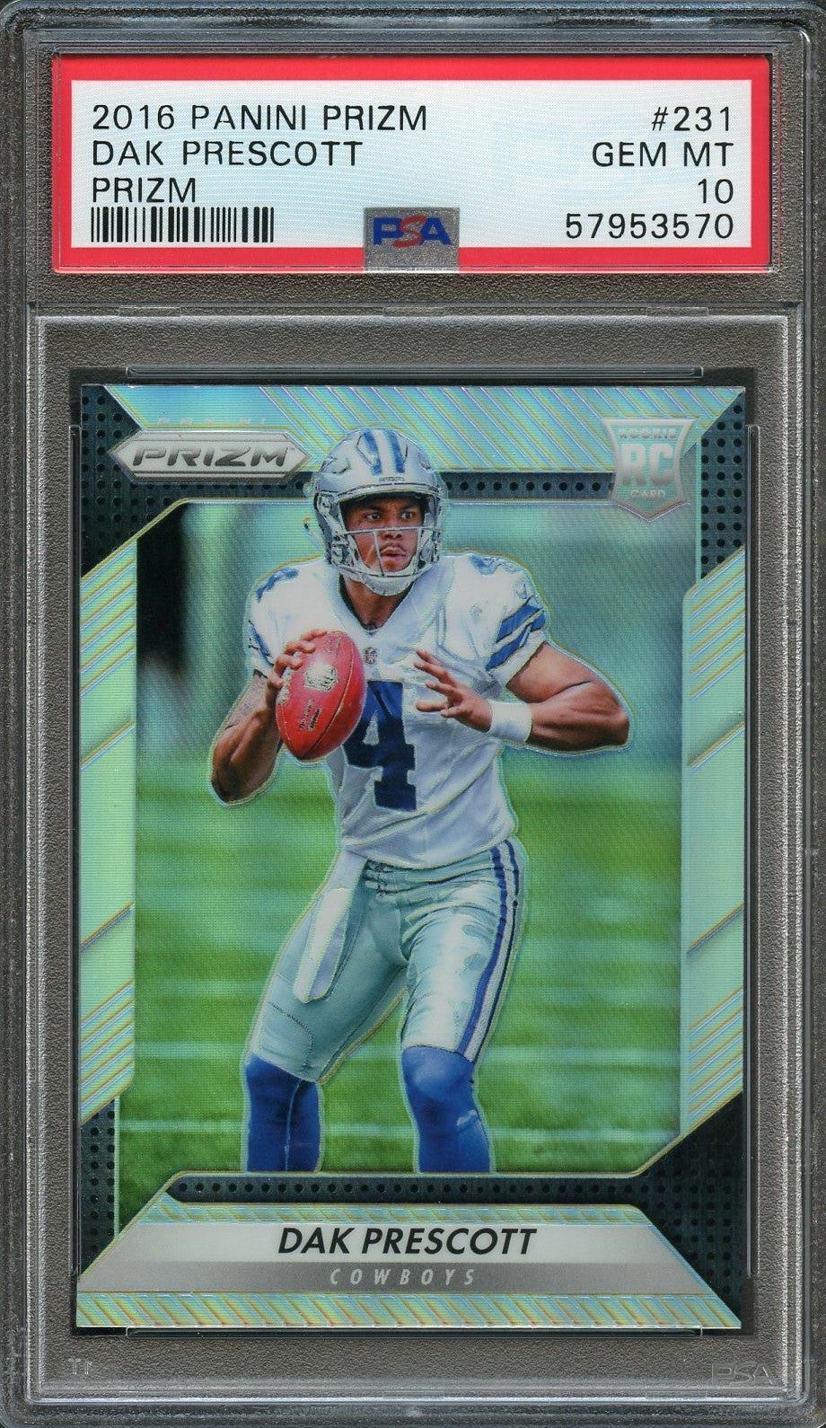 2016 Panini Prizm Silver #231 Dak Prescott PSA 10 Gem Mint RC Cowboys