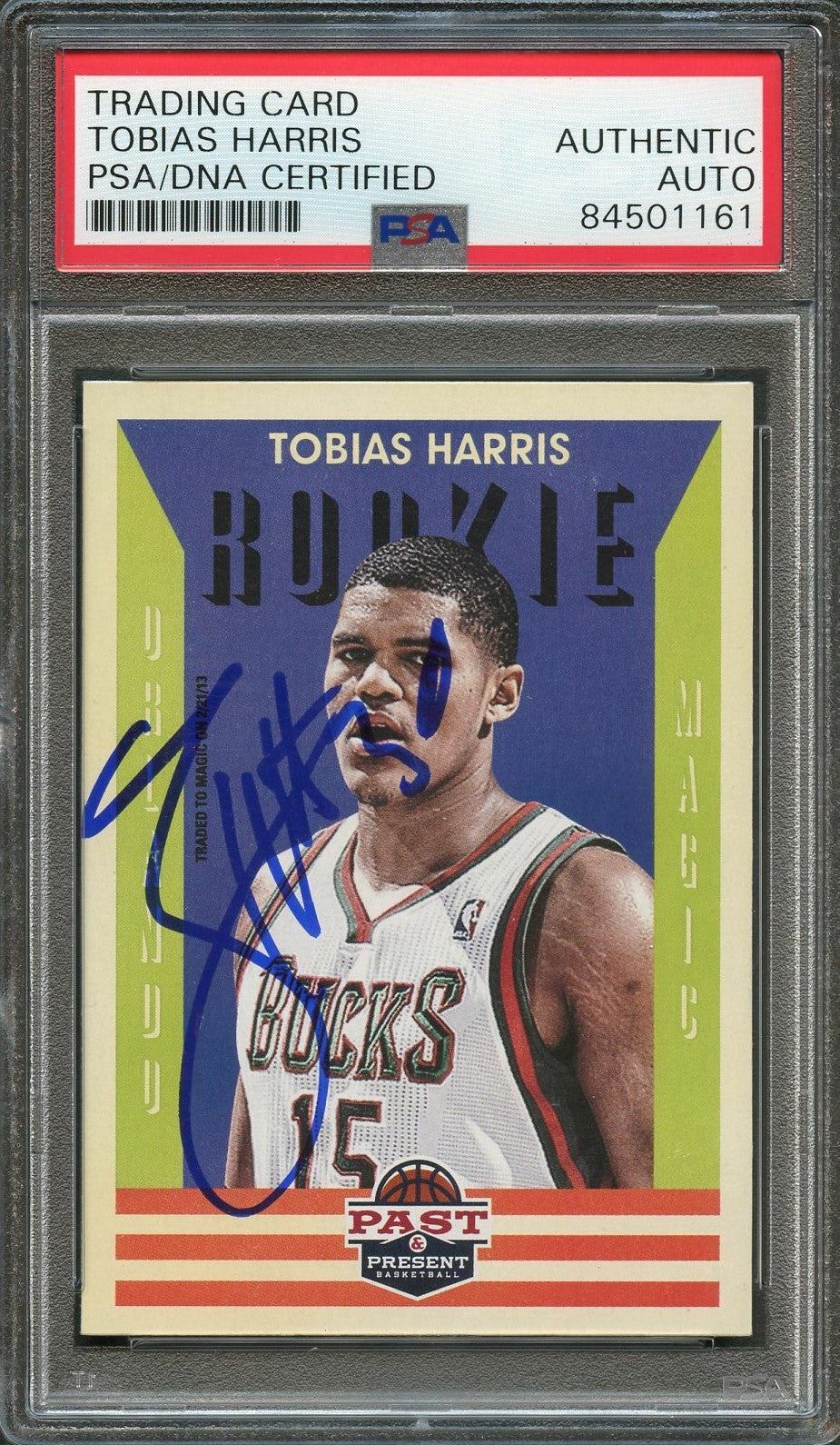 2012-13 PANINI PAST & PRESENT #173 Tobias Harris Signed Card AUTO PSA Slabbed RC