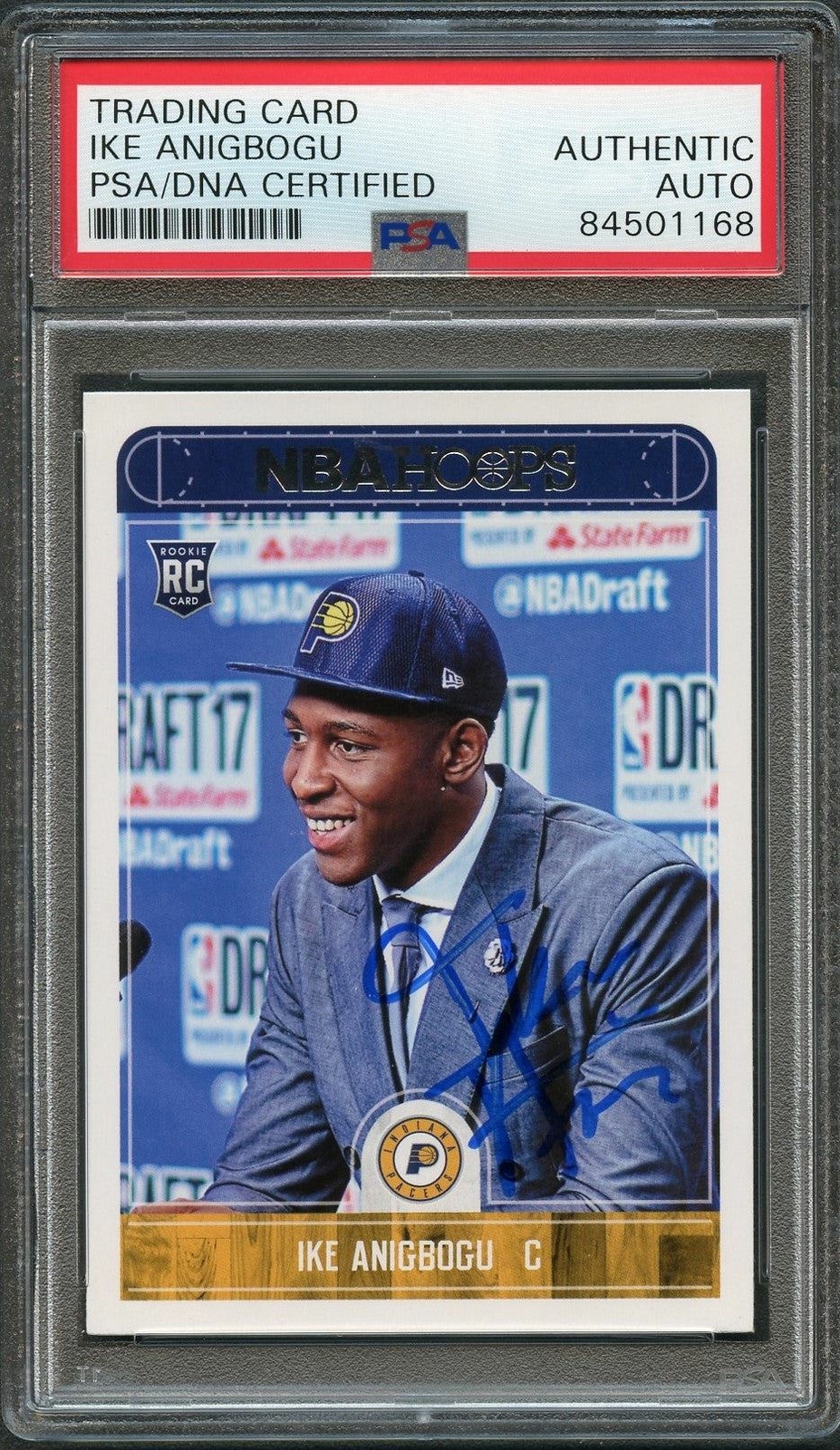 2017-18 NBA Hoops #153 Ike Anigbogu Signed Rookie Card AUTO PSA Slabbed RC Pacer