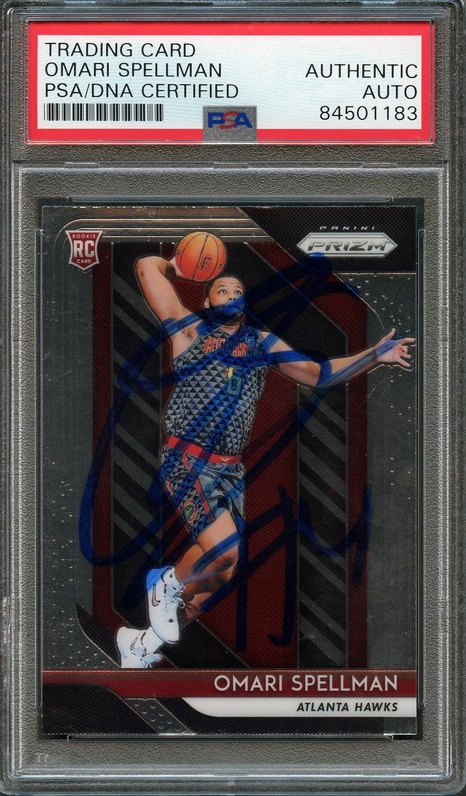 2018-19 Panini Prizm #88 Omari Spellman Signed Card AUTO PSA/DNA Slabbed RC Hawk