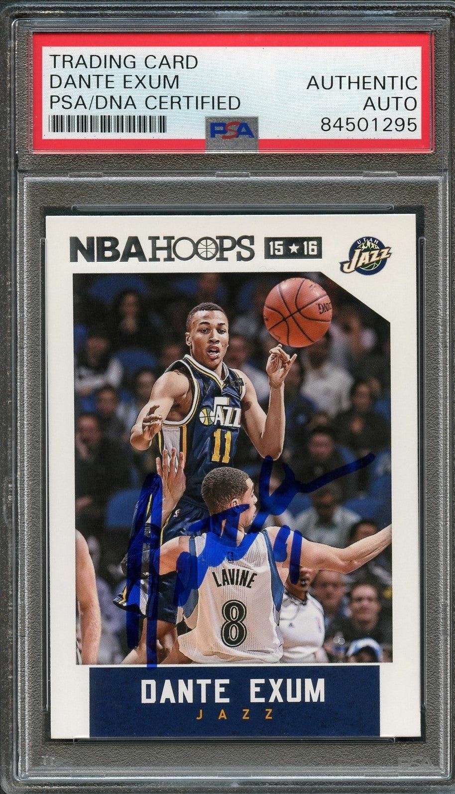 2015-16 NBA Hoops #9 Dante Exum Signed Card AUTOGRAPHED PSA Slabbed Jazz