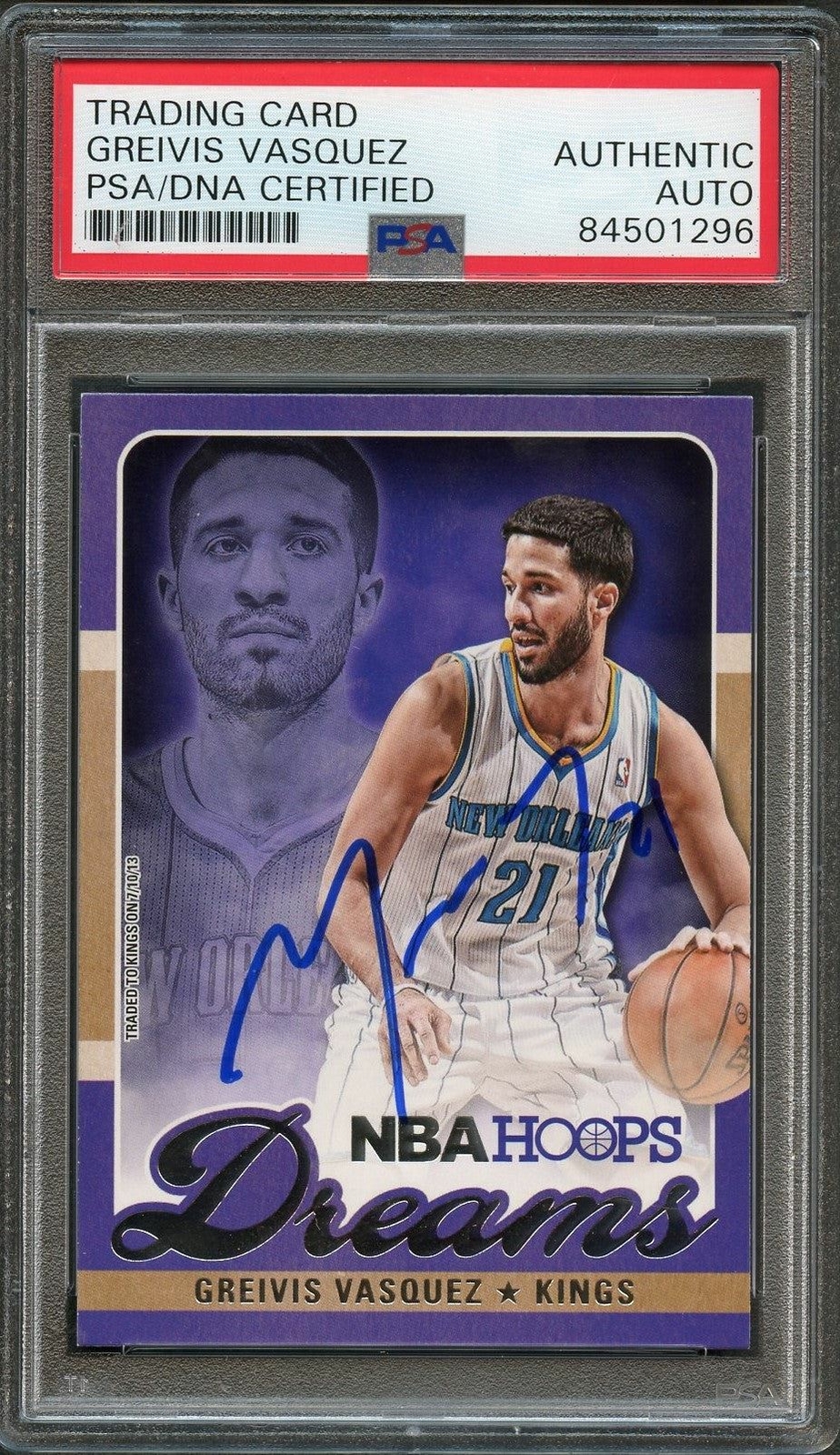 2013-14 NBA Hoops Dreams #5 Greivis Vasquez Signed AUTO PSA Slabbed Hornets