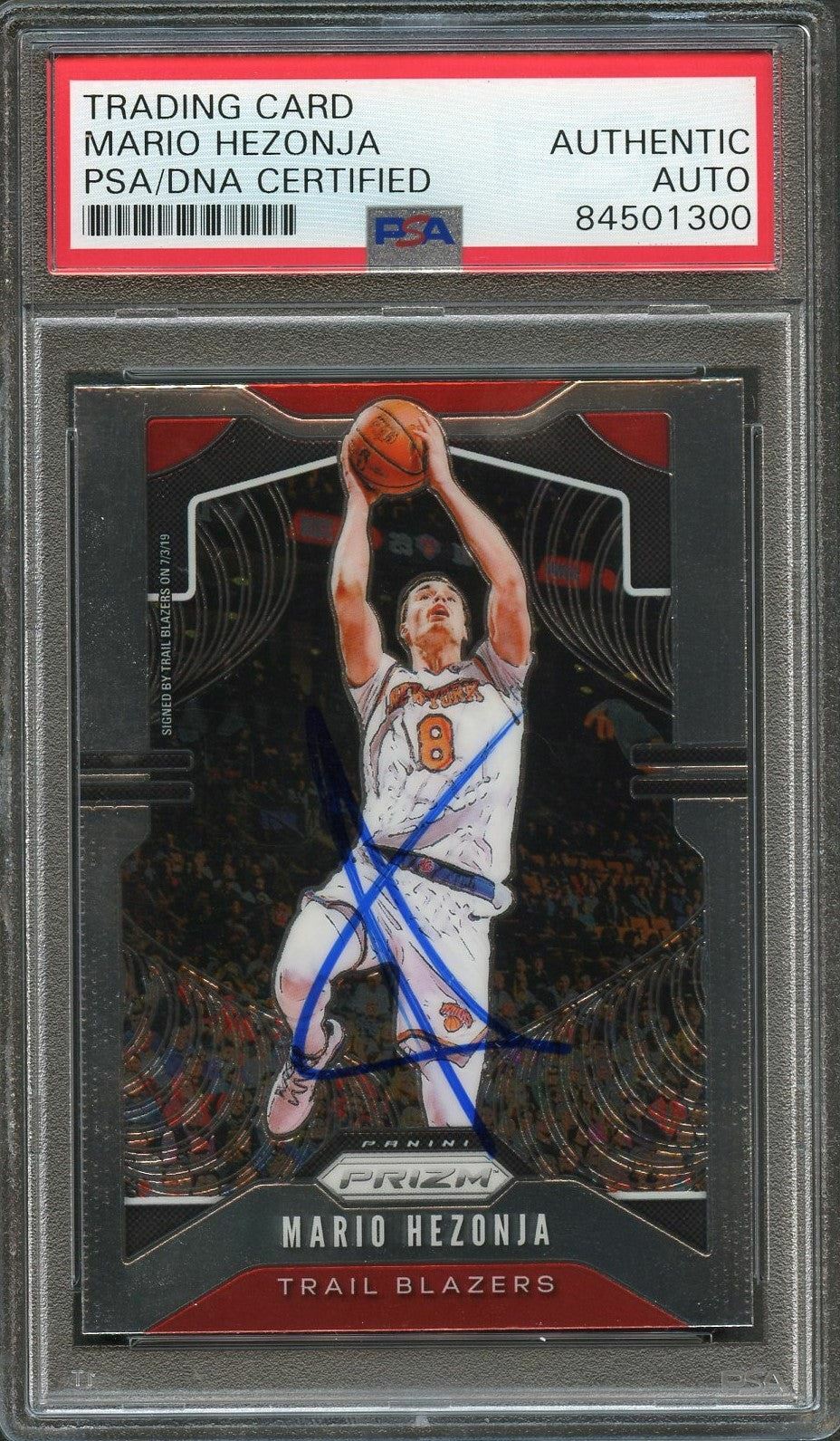 2019-20 Panini Prizm #219 Mario Hezonja Signed Card AUTO PSA Slabbed Blazers