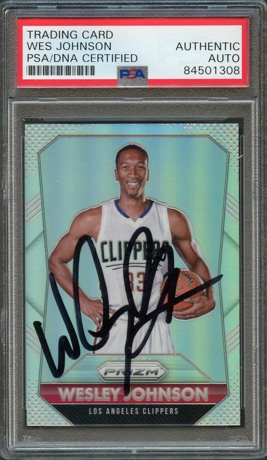 2015-16 Panini Prizm Silver #59 Wesley Johnson Signed Card Autographed PSA Slabb