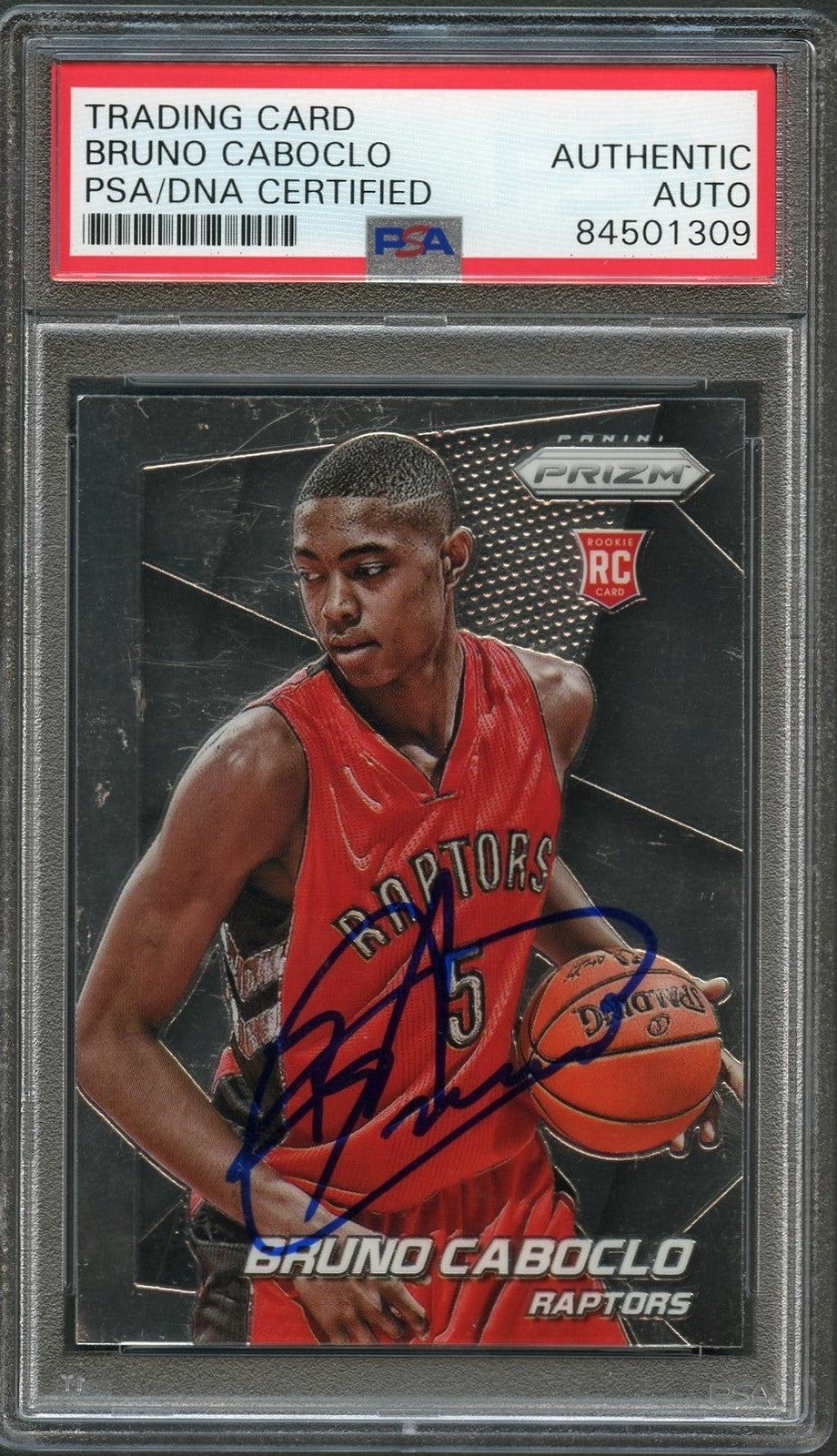 2014-15 Panini Prizm #298 Bruno Caboclo Signed Card AUTO PSA/DNA Slabbed RC Rapt