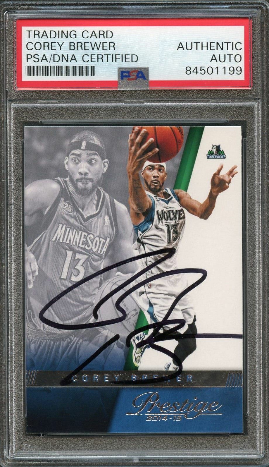 2014-15 Panini Prestige #8 Corey Brewer Signed Card AUTO PSA Slabbed Timberwolve