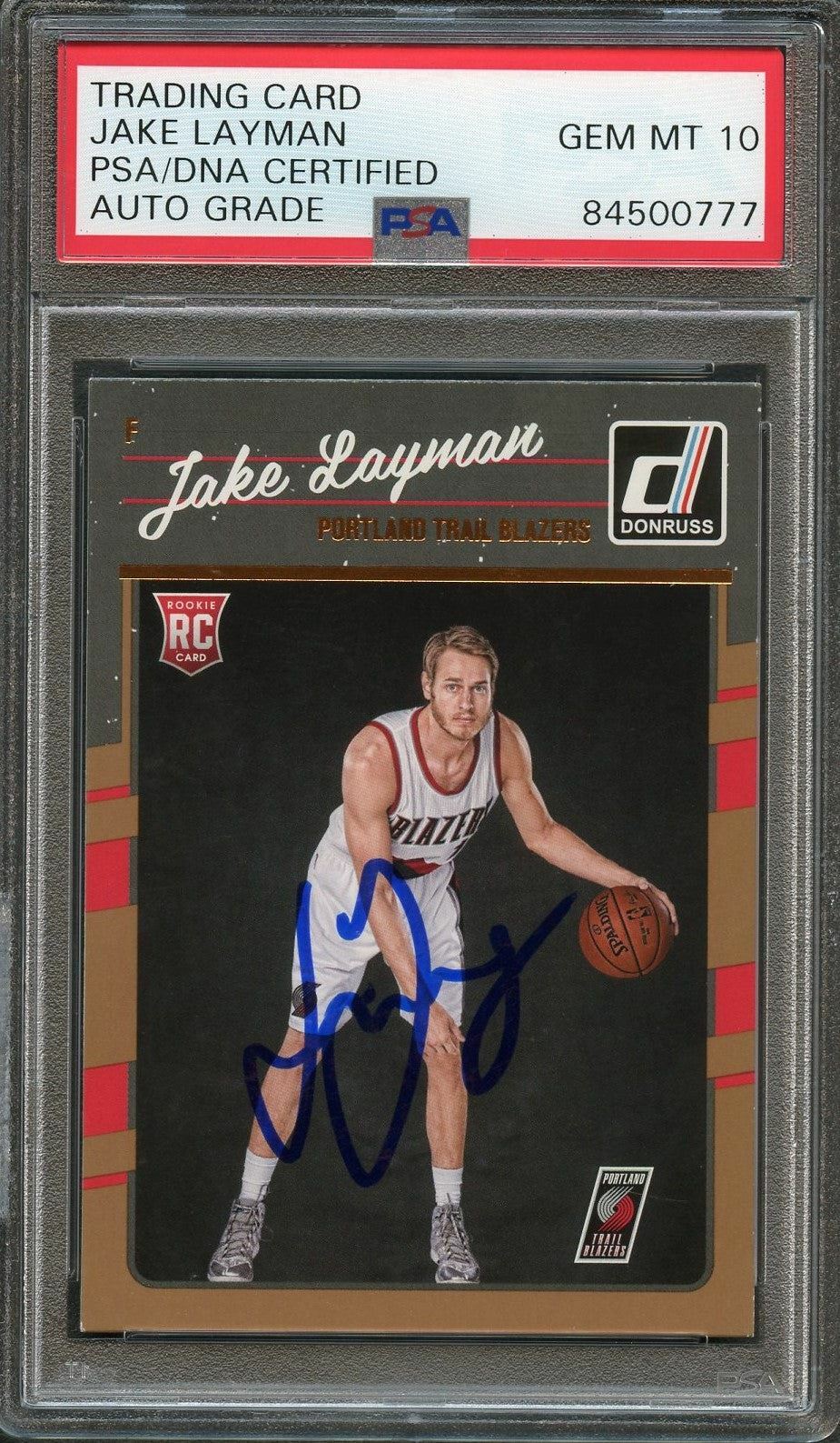 2016-17 Panini Donruss #187 Jake Layman Signed Rookie Card AUTO 10 PSA Slabbed R