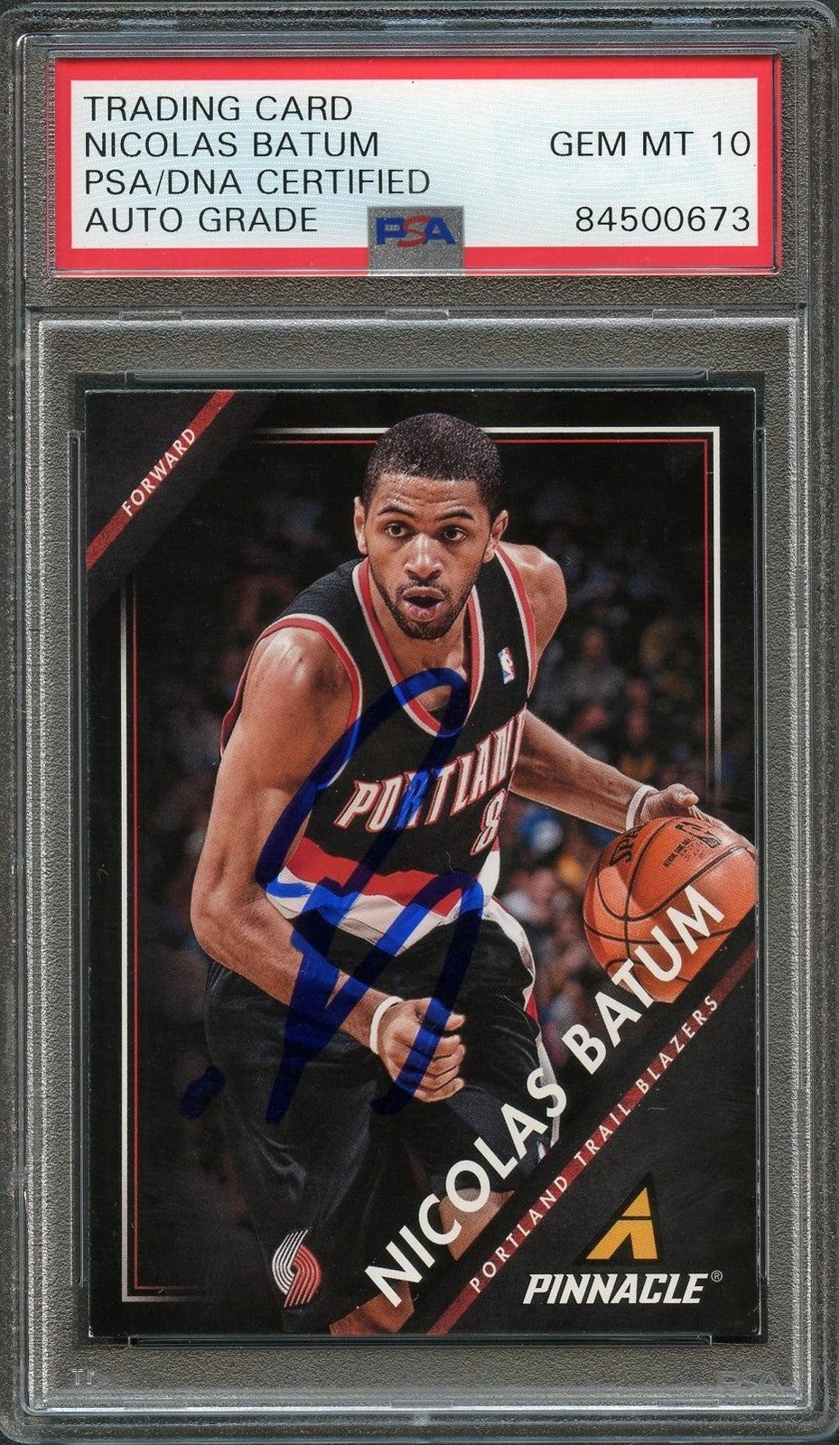 2013-14 Pinnacle Basketball #235 Nicolas Batum Signed Card AUTO 10 PSA Slabbed B