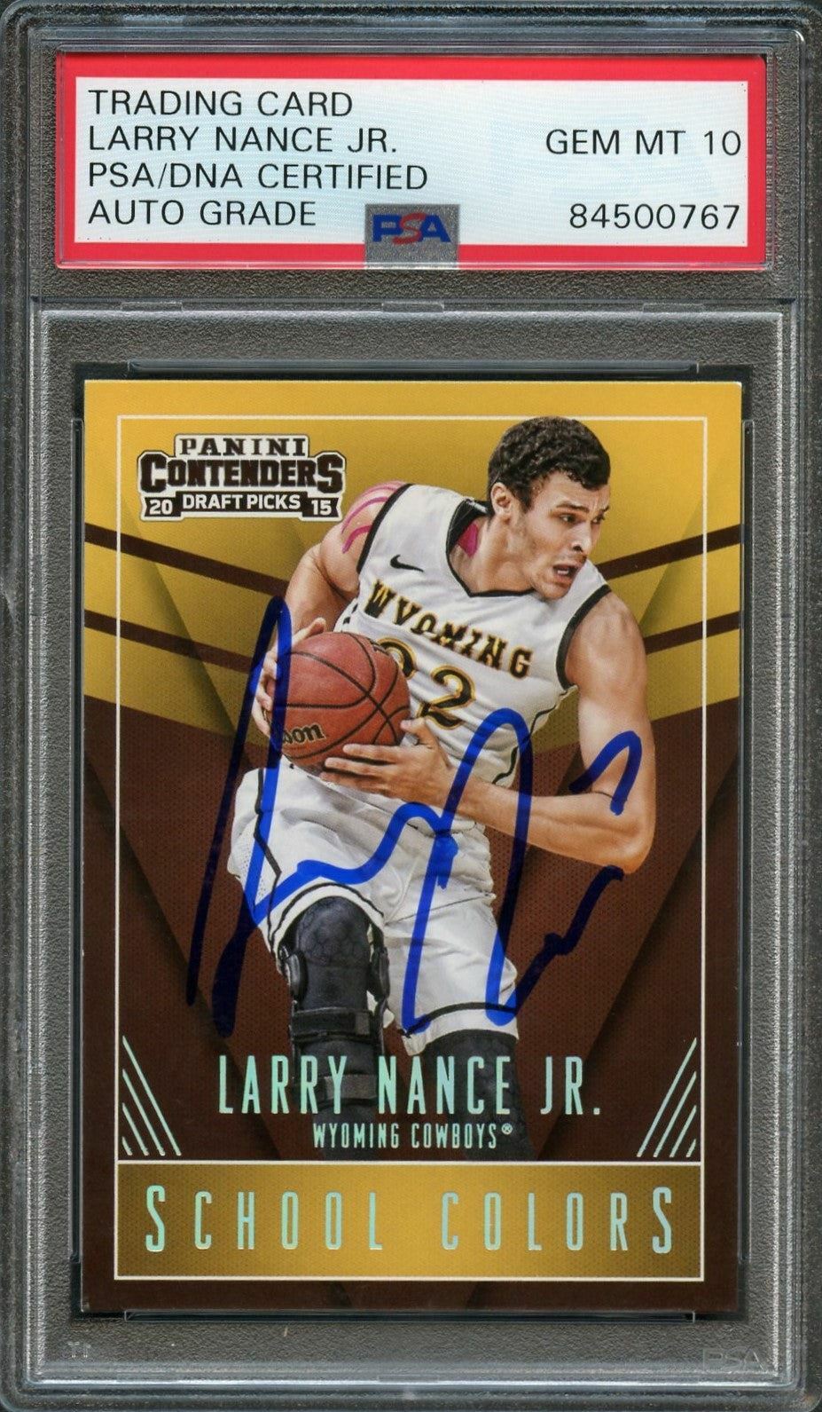 2015 CONTENDERS DRAFT PICKS #49 Larry Nance Jr. Signed Card AUTO 10 PSA Slabbed