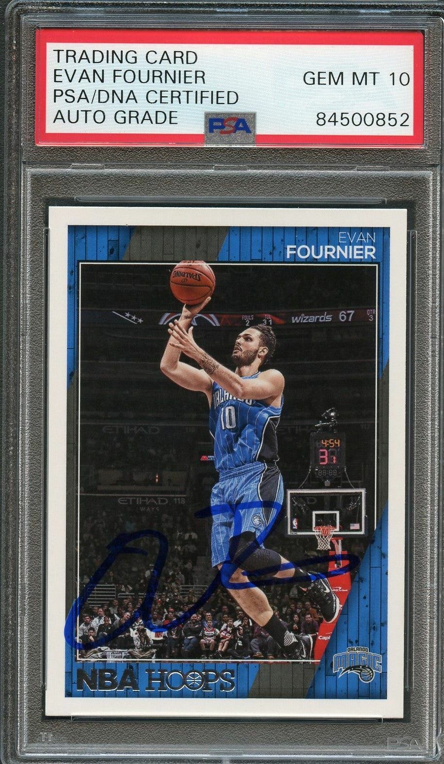 2016-17 NBA Hoops #206 Evan Fournier Signed Card AUTO 10 PSA Slabbed Magic