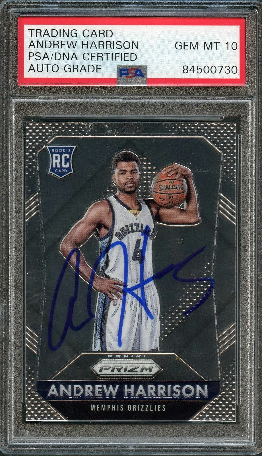 2015-16 Panini Prizm #343 Andrew Harrison Signed Card AUTO 10 PSA Slabbed RC Gri