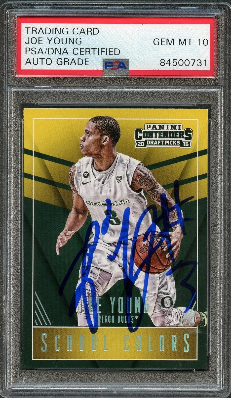 2015 Panini Contenders #21 Joe Young Signed Card AUTO 10 PSA Slabbed Oregon