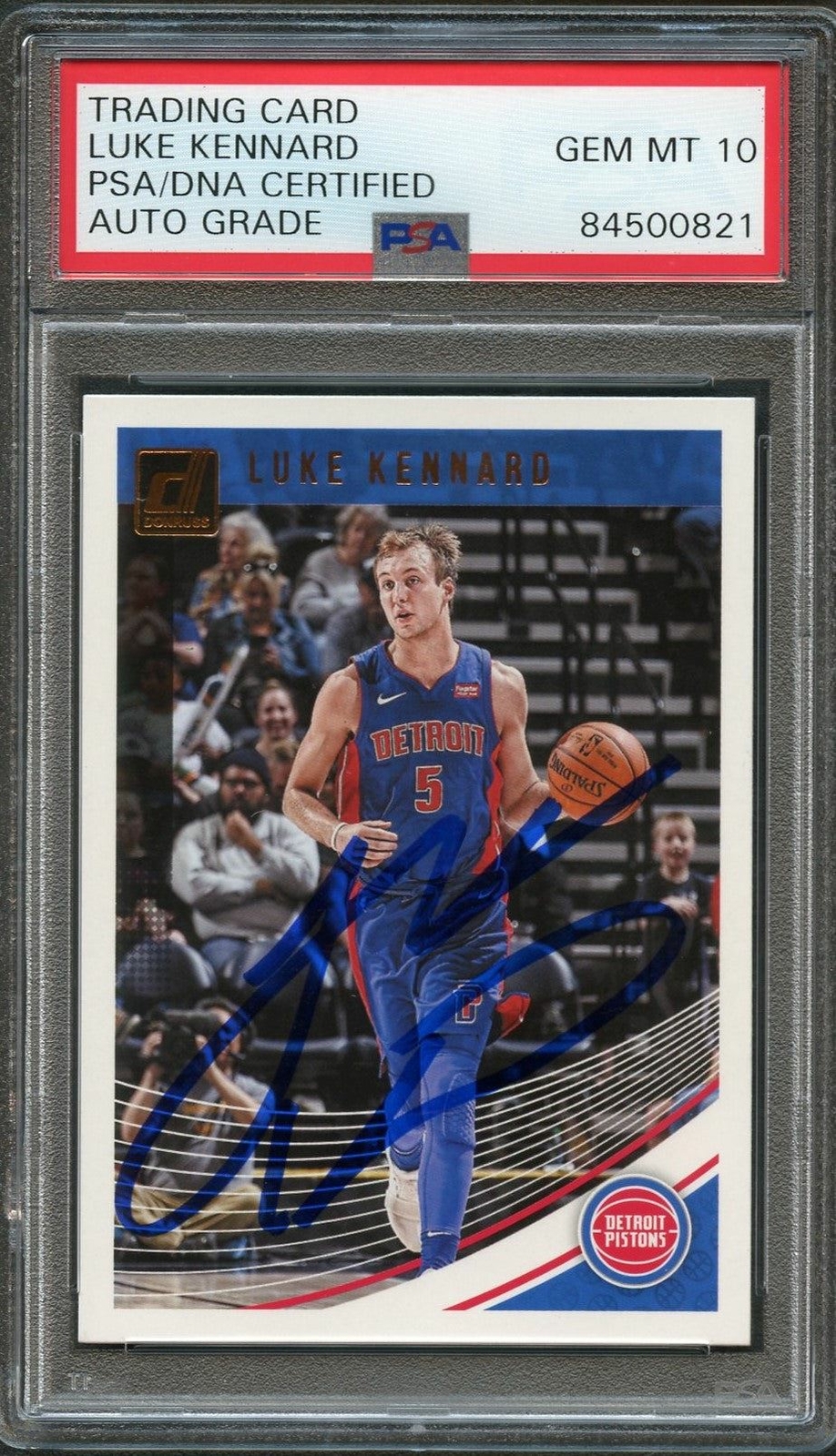 2018-19 Panini Donruss #120 Luke Kennard Signed Card AUTO 10 PSA Slabbed Pistons