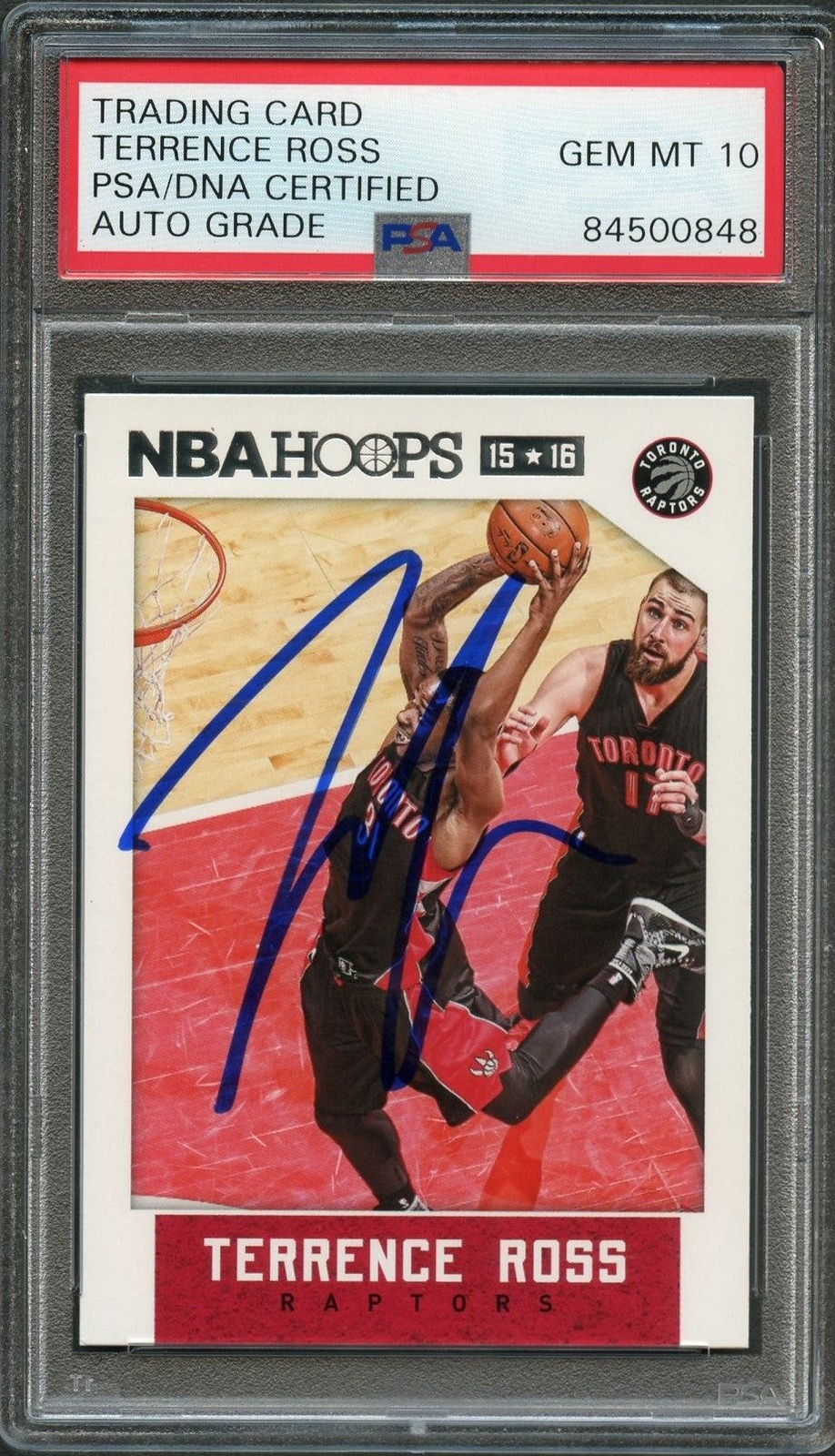 2015-16 NBA Hoops #30 Terrence Ross Signed Card AUTO 10 PSA Slabbed Raptors