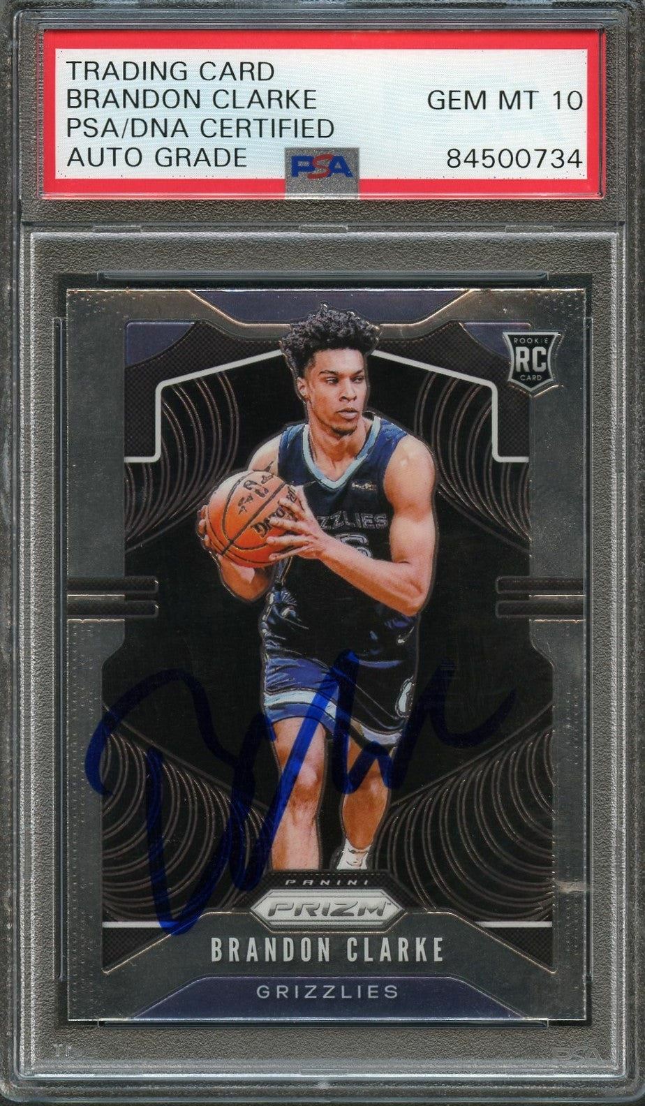 2019-20 Panini Prizm #266 Brandon Clarke Signed Card AUTO 10 PSA Slabbed RC Griz