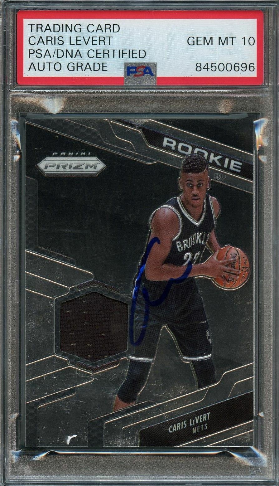 2016-17 Panini Prizm Relics #18 Caris Levert Signed Card AUTO 10 PSA Slabbed RC