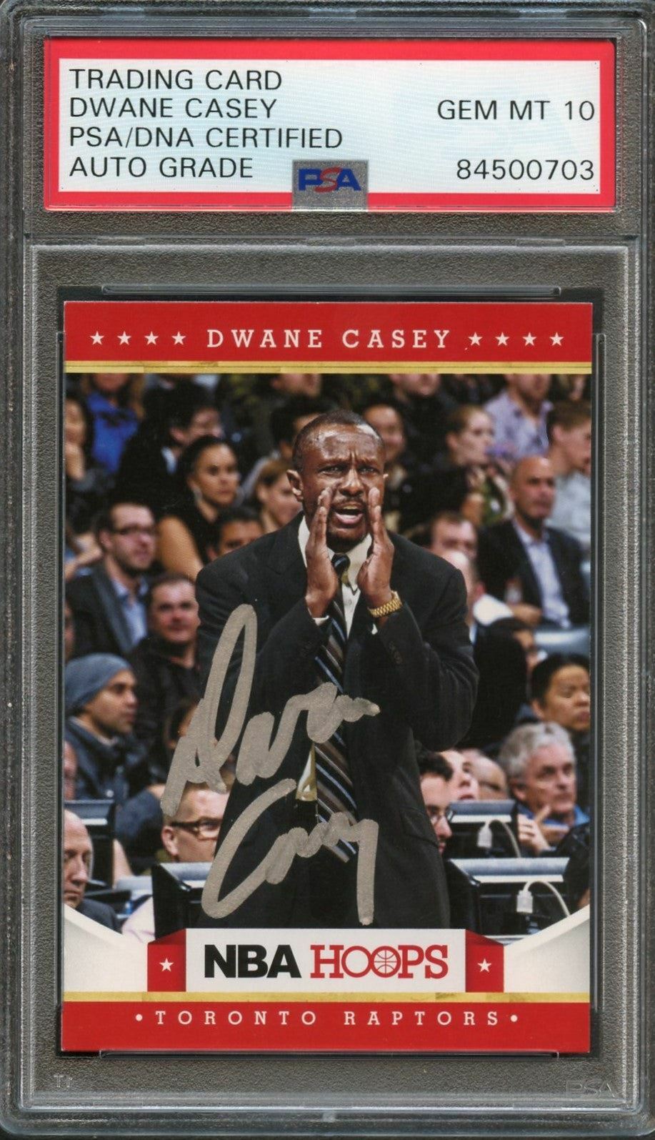 2012-13 NBA Hoops #36 Dwane Casey Signed Card AUTO 10 PSA Slabbed Raptors