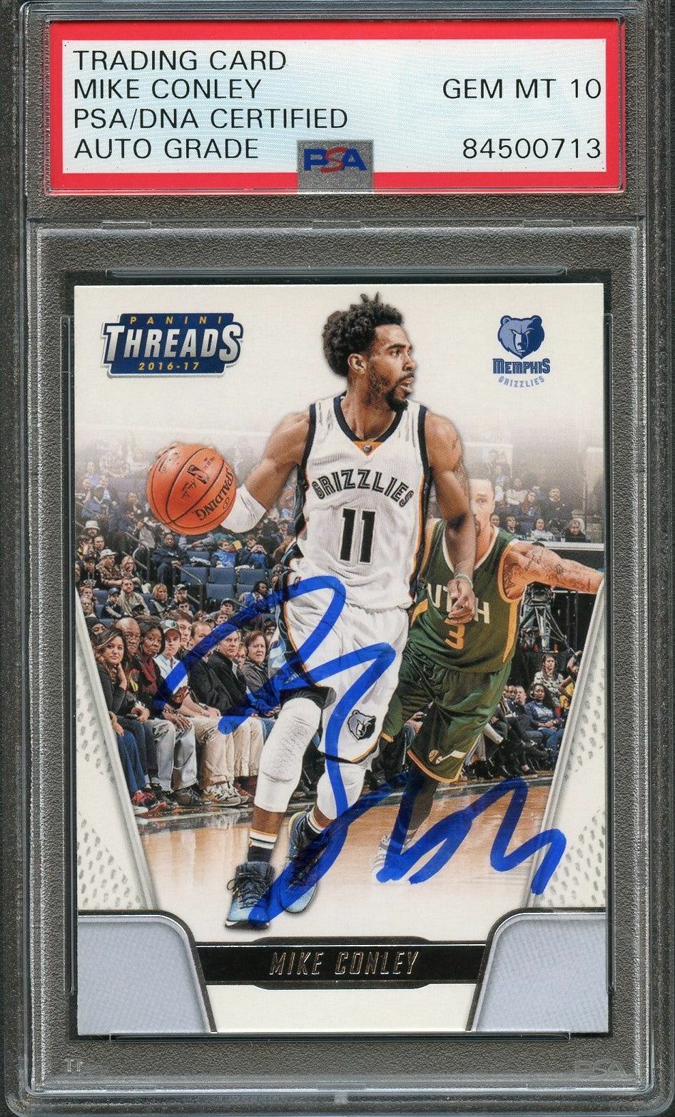 2016-17 Panini Threads #30 Mike Conley signed Card Auto 10 PSA Slabbed Grizzlies