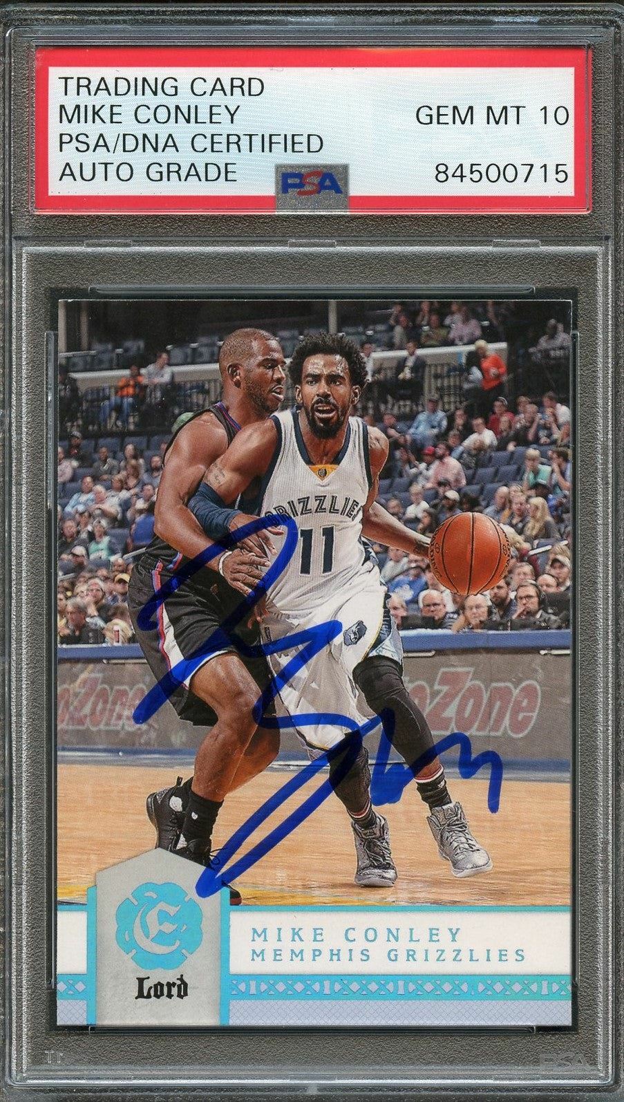 2016-17 Panini Excalibur Lord #85 Mike Conley signed Card Auto 10 PSA Slabbed Gr