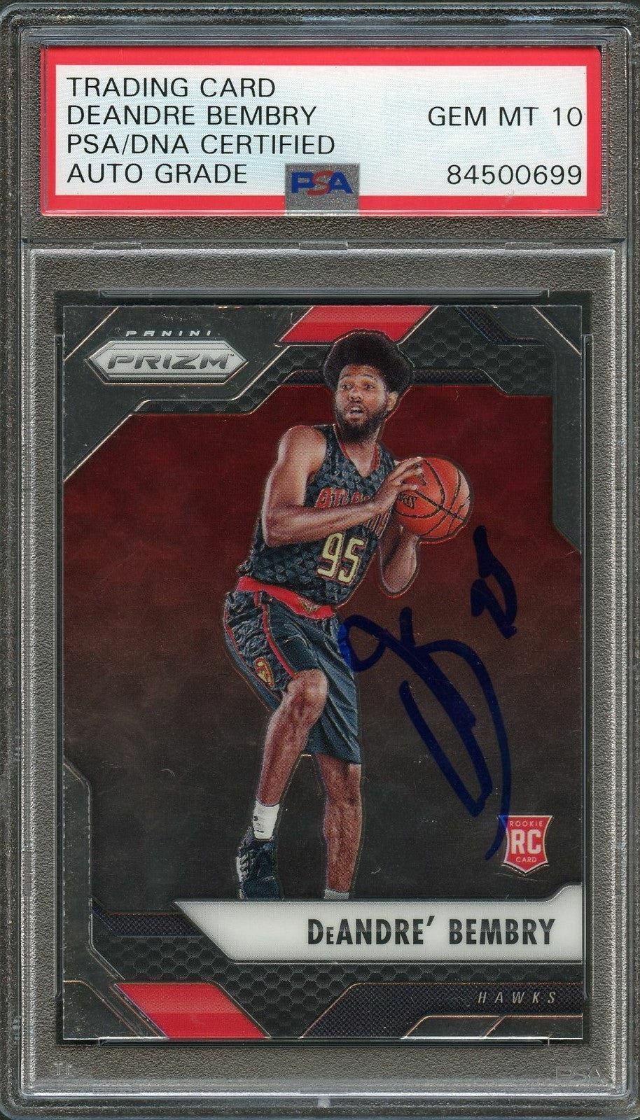 2016-17 Panini Prizm #77 DeAndre Bembry Signed Card AUTO 10 PSA Slabbed RC Hawks