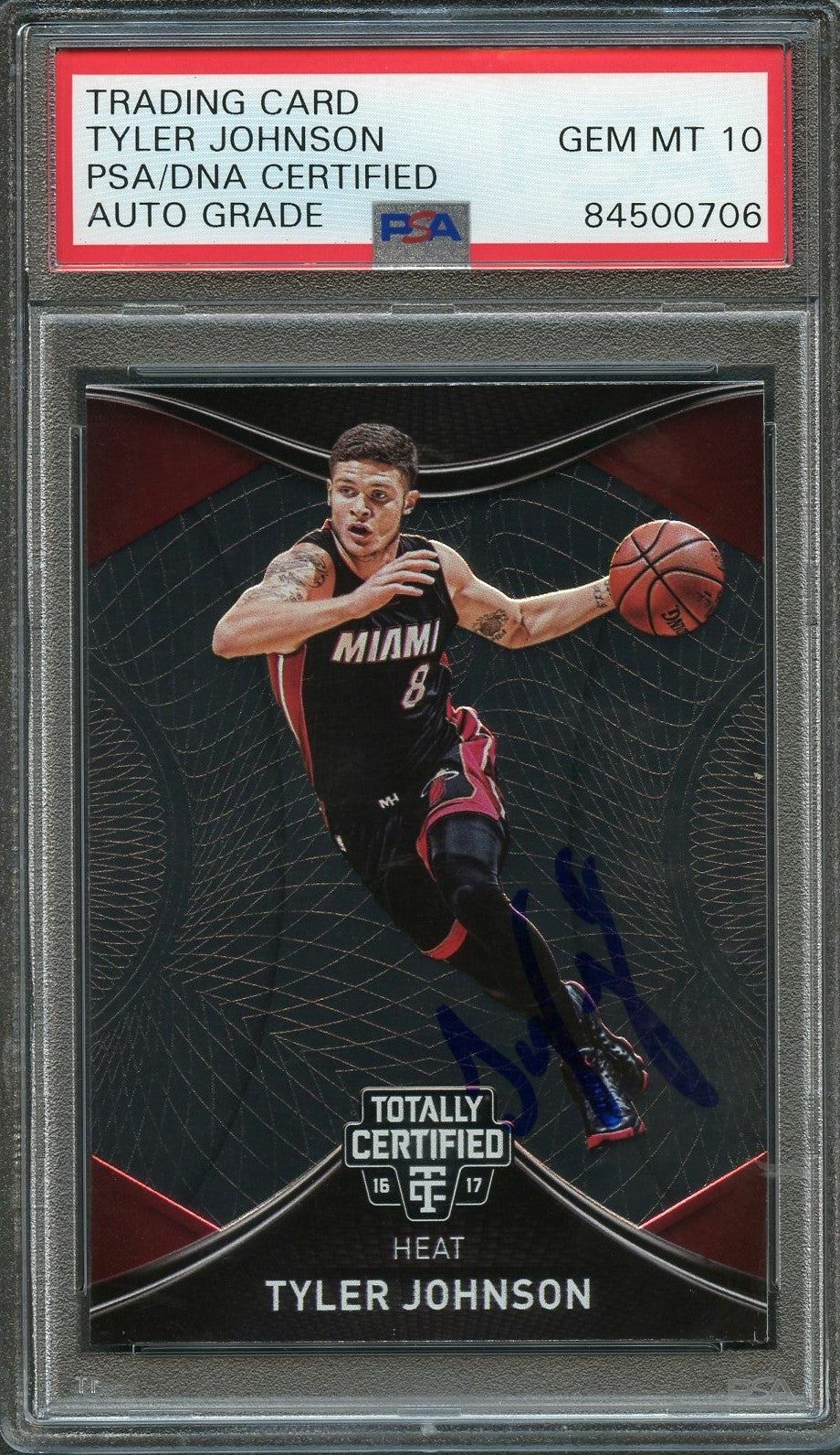 2016-17 Totally Certified #58 Tyler Johnson Signed Card AUTO 10 PSA Slabbed Heat