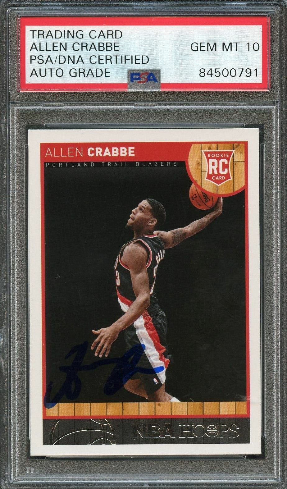2013-14 NBA Hoops #289 Allen Crabbe Signed Card AUTO 10 PSA Slabbed RC Trailblaz
